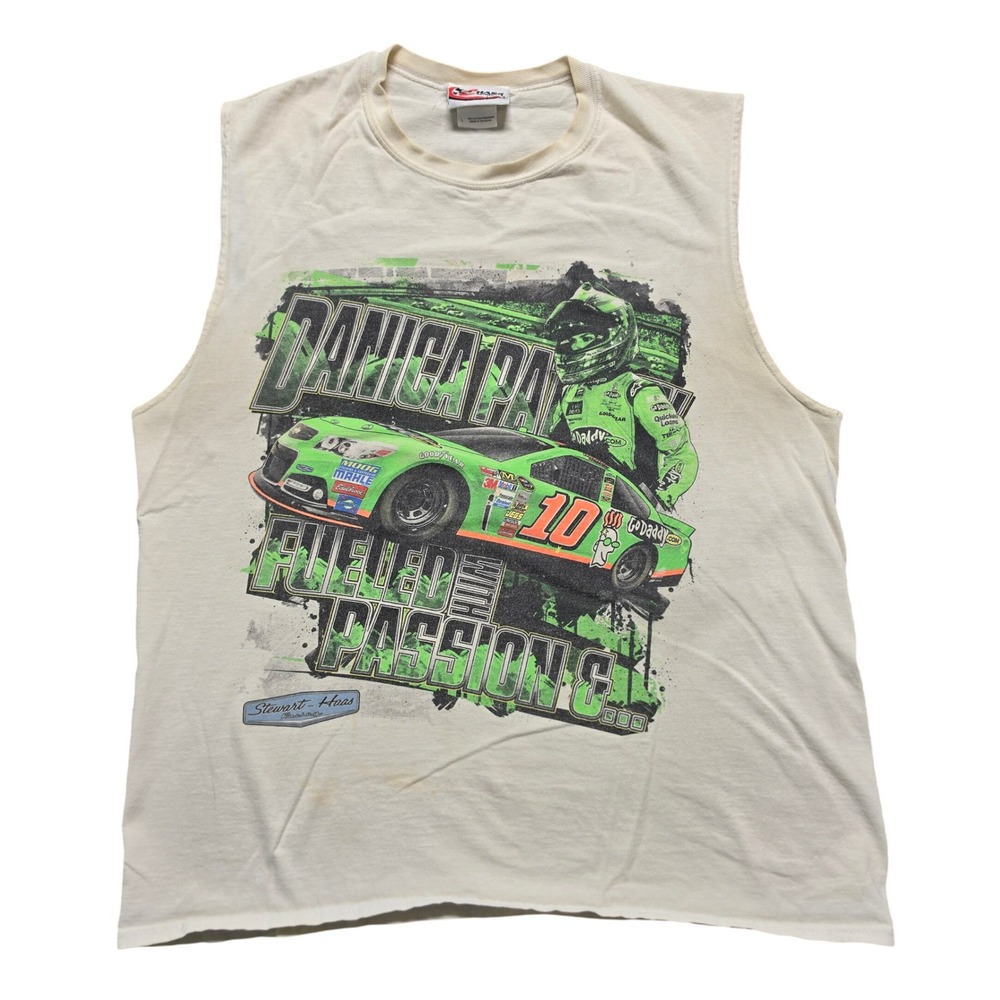 Danica Patrick Muscle Tee Mens L Cream NASCAR Graphic L